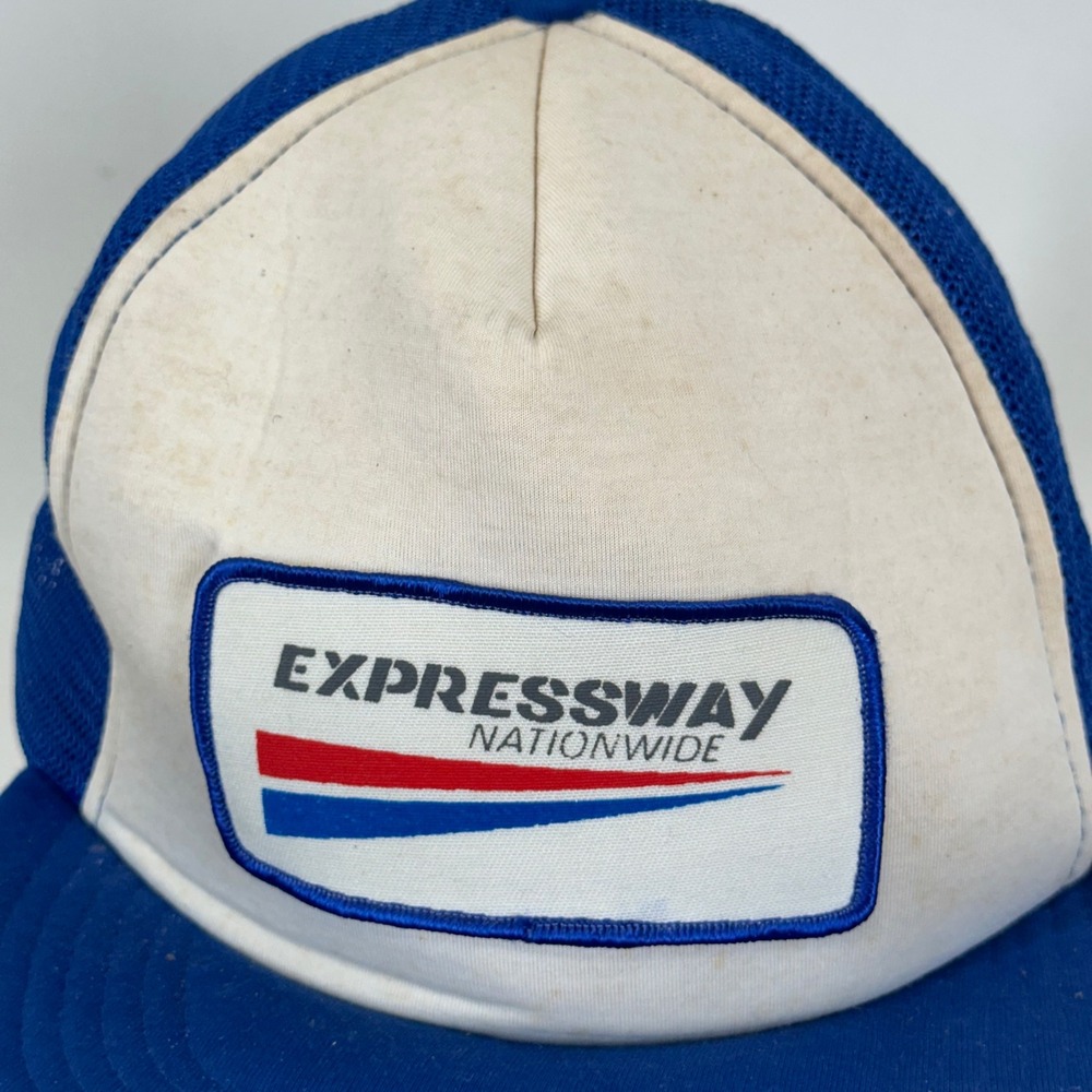 Vintage San Sun Expressway Nationwide Trucker Hat Blue White Snapback Mesh Cap - Picture 6 of 8